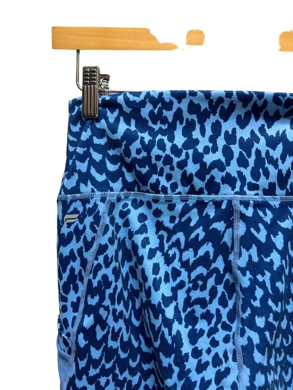 Fabletics PowerHold On the Go High Waist Navy & Cornflower Marina Sahara Print L